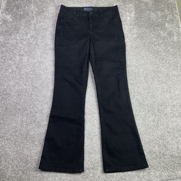 Democracy Jeans Women’s 8 Black Itty Bitty Bootcut Mid-Rise Dark Denim Stretch - Picture 1 of 10